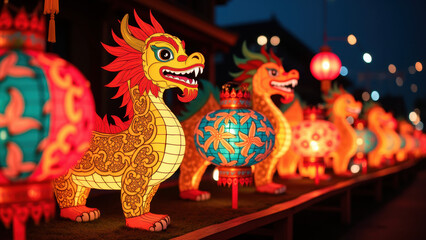 Illuminated Dragon Lanterns, Chinese New Year - Cultural celebrations