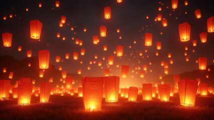 Magical Sky Lanterns Night Festival - Magical/Fantasy Imagery