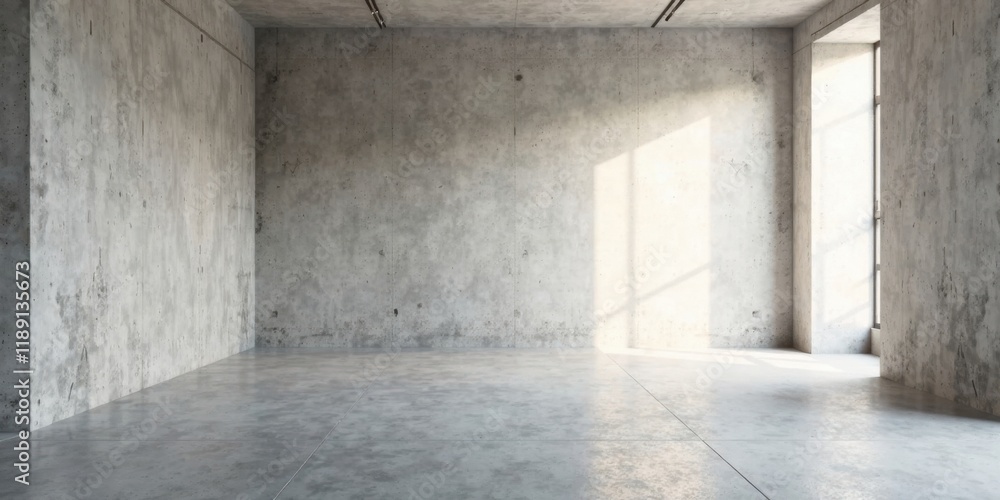 Poster empty industrial space with concrete walls and large window showcasing sunlight
