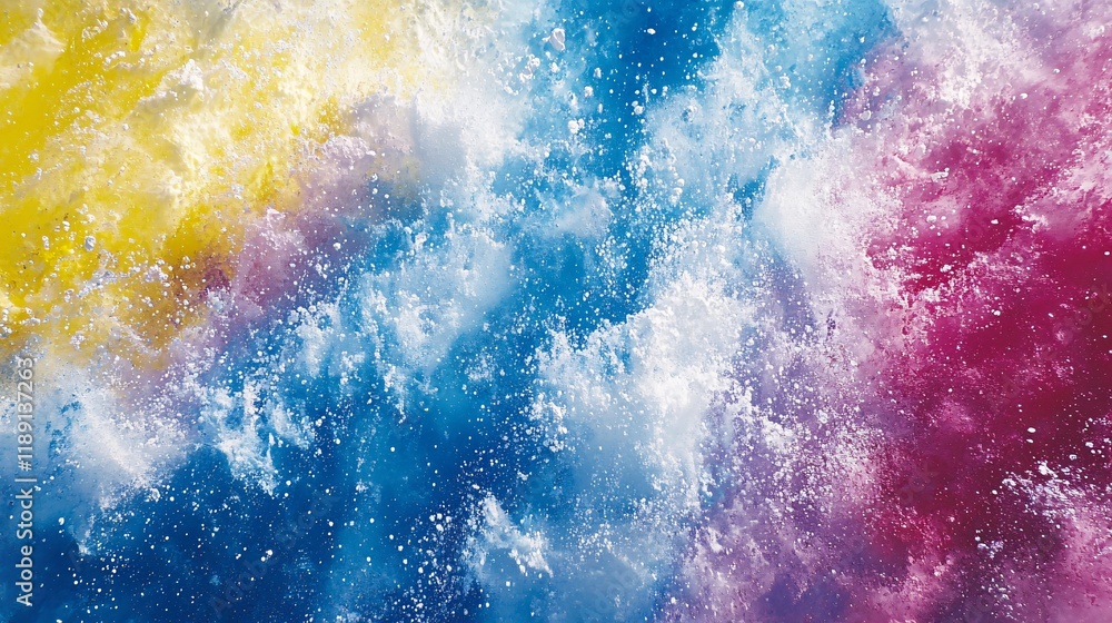 Poster vibrant splashes of color create a dynamic abstract ocean landscape in bright hues