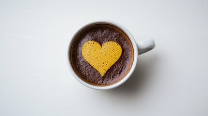 A cozy cup of coffee topped with a heart design, symbolizing warmth and affection.
