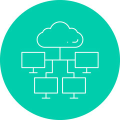 Cloud and Connected Computers icon single vector illustration