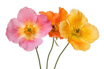 Naklejka premium three colorful poppy flowers on a white background