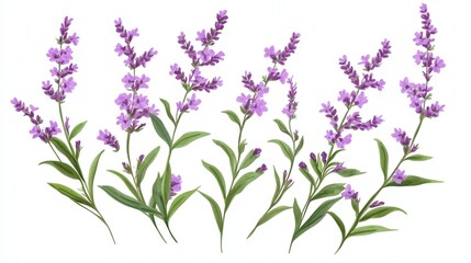 Naklejka premium Illustration of several lavender sprigs on a white background