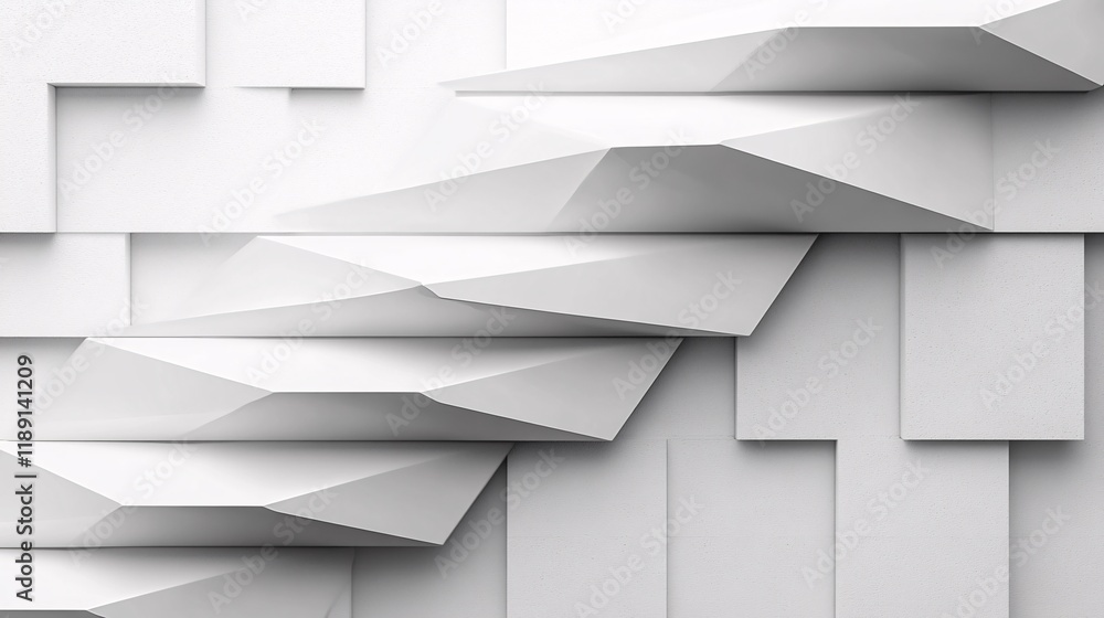 Poster abstract geometric design featuring layered white shapes and textures in a modern style