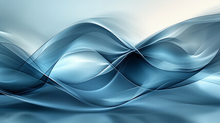 Obraz premium Smooth blue waves create abstract digital composition, showcasing fluid lines and gentle curves that evoke sense of calm and tranquility