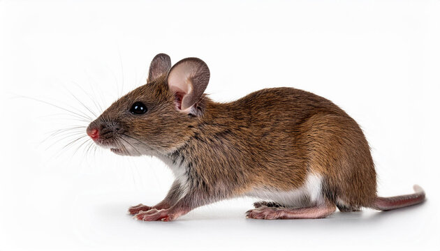 deer mouse at a side angle on white background