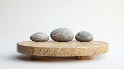 Zen Stone Arrangement on Wooden Platform