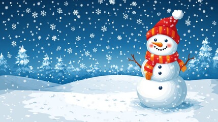 Obraz premium Snowman in Winter Wonderland