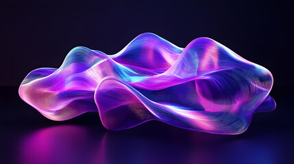 A retrofuturistic iridescent amorphous wire element shape.