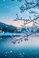 Trees covered by heavy snow in winter forest