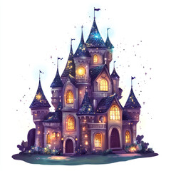 Fototapeta premium Whimsical Fairy Tale Castle with Sparkling Lights