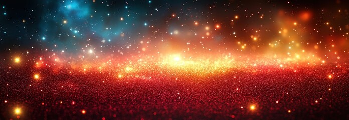 Fototapeta premium Dark background with many bright lights and stars creating a night sky scene valentine day