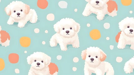 Adorable White Poodles Playful Pattern Design