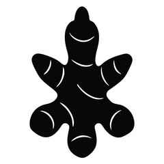 Classic Ginger Root Icon Silhouette for Food Graphics