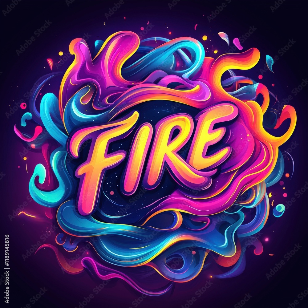 Poster playful circular logo design with bold colors and dynamic swirls