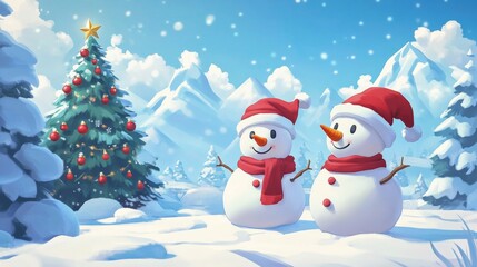 Festive Snowman Scene