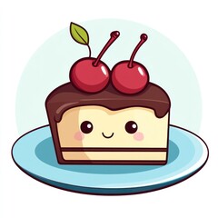 Cute Chocolate Cake Slice on Plate