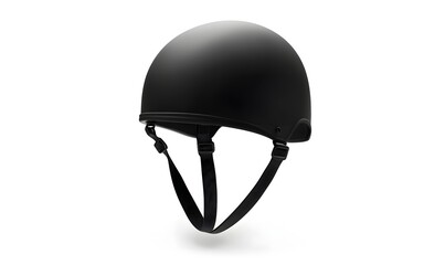 Naklejka premium Matte black open-face helmet with chin strap.