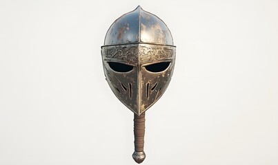 Obraz premium Medieval great helm, worn metal, isolated.