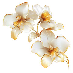 Fototapeta premium Elegant white orchids floral artwork digital illustration soft background close-up perspective nature aesthetics