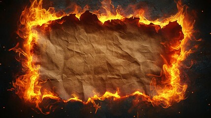 Flame bordered torn paper background for creative design and artistic projects