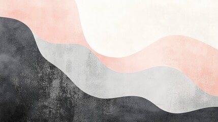 Serene Elegance in Charcoal Gray and Pale Pink - Abstract Irregular Shapes on Soft Minimal Background