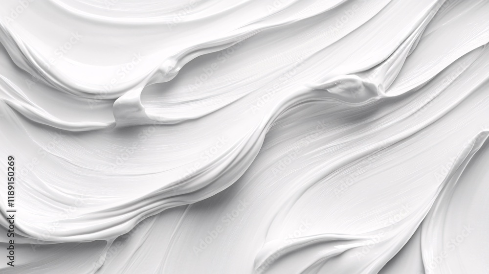 Poster textured white surface with swirling patterns created by thick paste