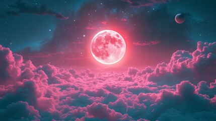 Fototapeta premium Surreal Pink Moonlit Dreams