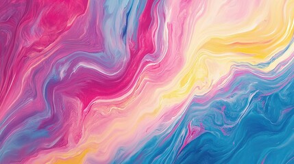 Vibrant Modern Abstract Oil Painting with Fluid Textures in Spring