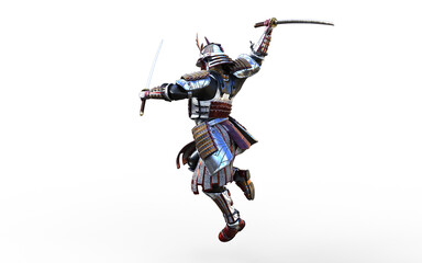 Futuristic Red Samurai Warrior in Battle-Ready Armor