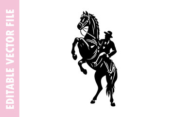 silhouette of a horse and rider, saint Patrick's day vector design silhouette illustration