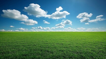 Fototapeta premium Beautiful Green Field Under Blue Sky