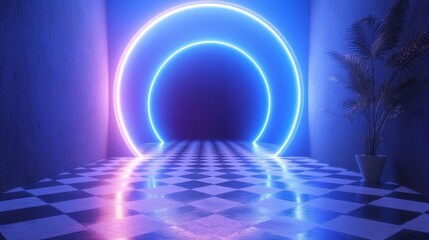 Fototapeta premium Futuristic Neon Light Corridor