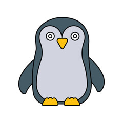 Penguin  lineal color line icon with white background vector stock illustration