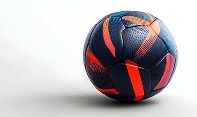 Fototapeta premium Modern soccer ball with orange and teal design.