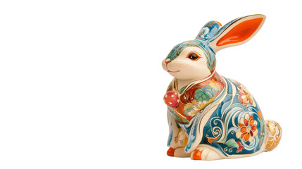 Colorful Decorative Rabbit Figurine with Floral Patterns