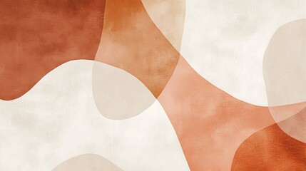 Serene Harmony in Terracotta and Ivory: Abstract Modern Minimalism with Soft Organic Shapes