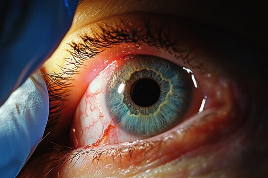 Surgeon performs retinal detachment surgery with precision on patients eye in a clinical setting