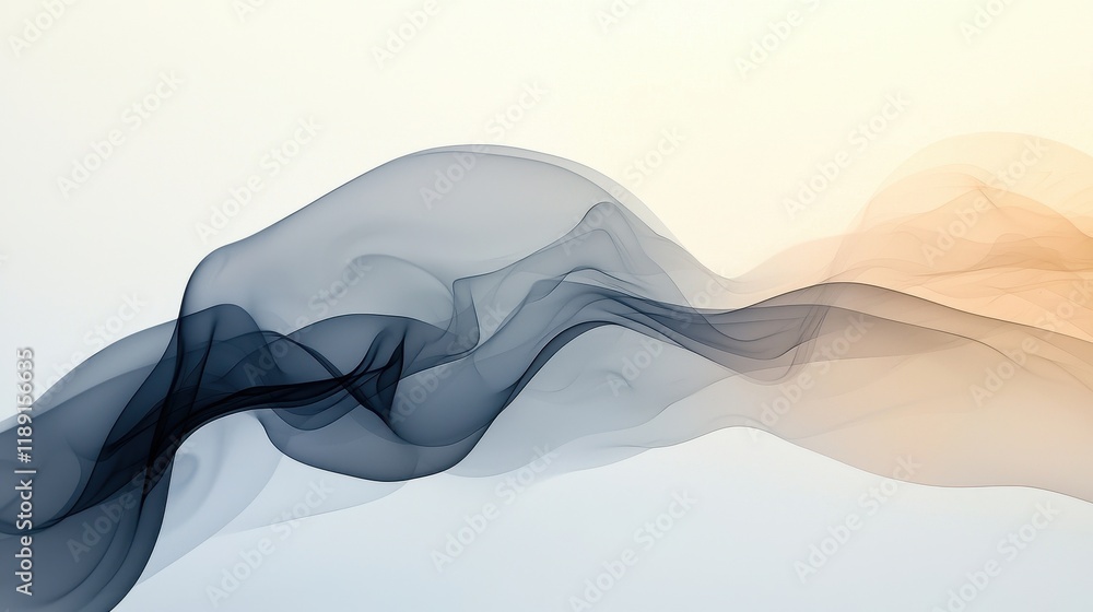 Poster abstract flowing smoke waves in soft colors creating a calm and serene background for various creati