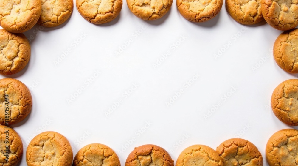 Poster sweet round cookies frame a blank space for your text