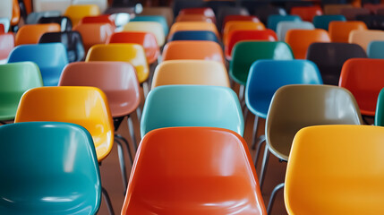 Fototapeta premium Rows of colorful chairs