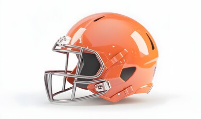 Fototapeta premium Orange American football helmet, side view, isolated on white.