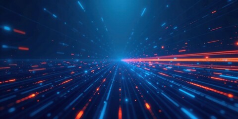 Naklejka premium Abstract Digital Highway of Glowing Lines and Particles