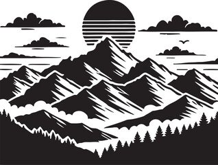 silhouette of a person in the mountains