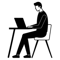 Freelancer's Silhouette at Work in Coworking Space focus drive laptop 