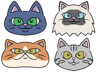 Obraz premium かわいい猫の顔 4種類セット