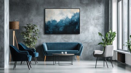 Inspiring Blue and Gray Office Meeting Room with Modern Decor