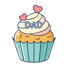 cupcake with dad topper vector icon, cupcake with dad topper vector illustration - simple illustration of cupcake with dad topper, perfect for logos,and cupcake with dad topper -themed designs.