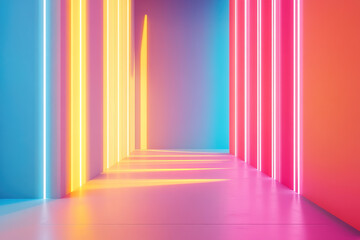 3d render, modern conceptual colorful background, bright neon rays and glowing lines